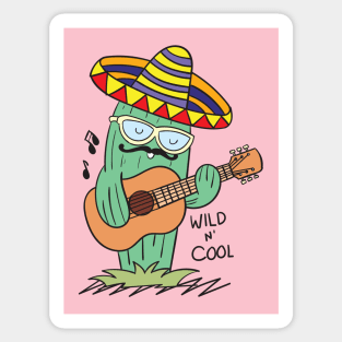 cactus playing guitar Sticker